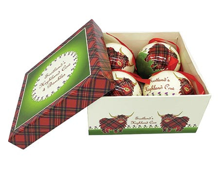 Set of 4 Highland Cow Bauble