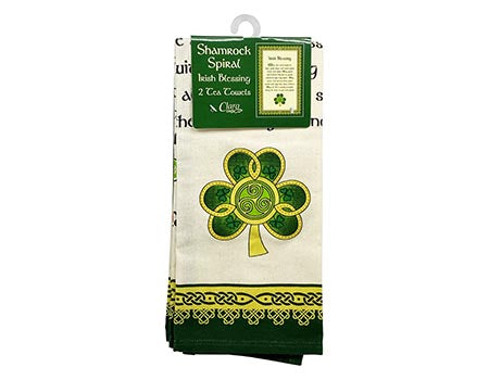 Shamrock Spiral Blessing Set of 2 Tea Towels - available March 2025